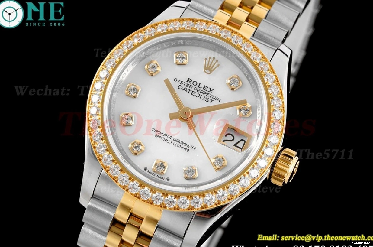 White SS TWS NH05 Dia Datejust 28mm Ladies Dial YG 0415